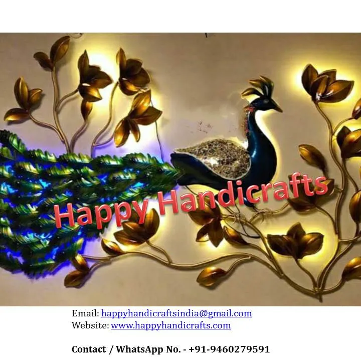 India Iron big Peacock Wall Hanging Decor with LED / home decor / indoor Decoration