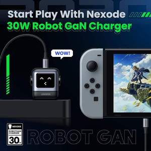 Cargador Robótico <span class=keywords><strong>UGREEN</strong></span> RG 30W <span class=keywords><strong>USB</strong></span> C Nexode Robot GaN de Carga Rápida con Diseño Innovador en Forma de Robot - Product Image 2