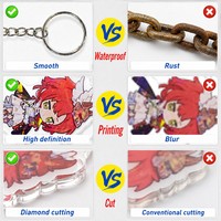 Porte-clés photo numérique en acrylique, fournisseur d'usine OEM en gros, faible MOQ, pendentif porte-clés personnalisé avec motif de dessin animé, impression numérique pour