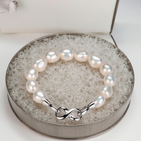 Bijoux classiques pour femmes perle naturelle d'eau douce blanche 9-10mm Bracelet perlé de perles baroques