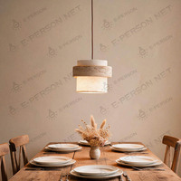 Lampe suspendue en travertin naturel, abat-jour en tissu moderne, lampe suspendue en pierre pour salle à manger, îlot de cuisine, chambre à coucher