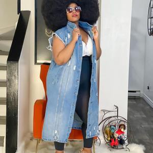 Giacche 2025 donna blu jeans jeans giacca a vento da donna <span class=keywords><strong>Trench</strong></span> cappotto lungo da donna - Product Image 5