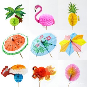 Craft Paper Umbrella Tags Cocktail Decorations Watermelon Pineapple Flamingo Party Supplies Disposable Fruit Tags - Product Image 1