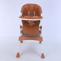 Chaise haute multifonctionnelle réglable à double plateau avec siège en PU et panier de rangement pour nourrissons et bébés