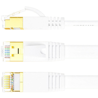 Cable Ethernet Plano Cat7, Chapado en Oro, Sin Enredos, Ultrafino, Cubierta de PVC Duradera, 10Gbps, STP Blindado, Cable de Conexión RJ45 para Juegos