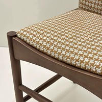 Chaise de salle à manger en bois massif noyer de style Mid-Century, rembourrée en lin tissé, sans accoudoirs, rétro vintage, pour la maison, le restaurant, la détente, chaise d'appoint