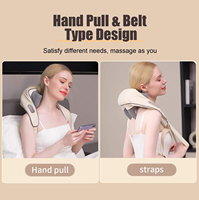 Oreiller de massage cervical électrique en cuir PU de qualité supérieure avec chauffage, batterie 2000 mAh, contrôle de la température à 2 niveaux et minuterie