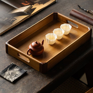 Guanlan Bamboo Tea <b>Tray</b> Rectangular With Handle For Home Tea Serving And Snack Storage <b>Large</b> Size First Class Quality - Product Image 4