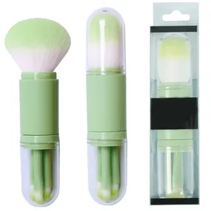Mini Travel 3 In 1 Makeup Brush Highlighter Flexible Makeup Brush Smudge Eyeshadow Portable Makeup Brush Set With Lid