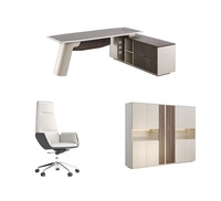 Mobilier de bureau moderne léger et luxueux en forme de L, bureau de bureau pour patron et directeur général