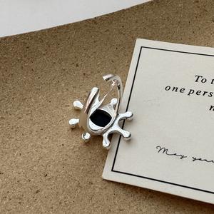 S925 Sterling Silver Simple Blogger Style Ring Version coréenne Conception de niche avec pierre d'agate coupée en gros - Product Image 2