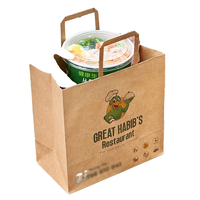 Sac en papier kraft à fond plat pour restaurant, sacs personnalisés pour commandes de food truck, pour livraison et enlèvement