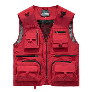 Large Size Outdoor Workwear Vest with Multi-Pockets Made of Polyester Fiber for Fishing & <b>Waistcoat</b> Purpose - Product Image 1