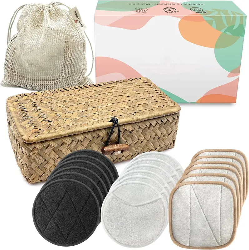 Hot Seller Reusable Cotton Make up Remover Pads Set High Quality Cleansing Face Washable Makeup Remover Pads