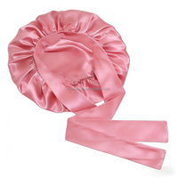 Bonnet de nuit en satin de soie LUMI pour femmes avec logo personnalisé, bonnet de douche surdimensionné avec large bord et longue queue, SPA
