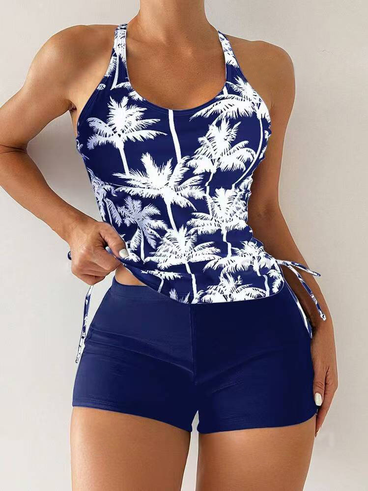 Fond bleu avec des arbres à feuilles blanches