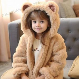 Vêtements personnalisés Vêtements pour filles Nouveaux vêtements pour bébés en fausse fourrure Vêtements pour enfants Vêtements d'extérieur pour enfants Ours en peluche Trench Coat Vestes - Product Image 4
