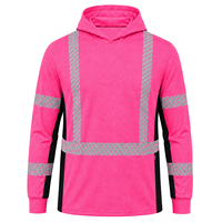Chemise de sécurité à capuche ANSI ISEA 107-2010 haute visibilité, manches longues, tissu Birdseye, bande réfléchissante en forme d'arête de poisson, vêtements de travail unisexes