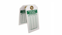 Étiquettes de sécurité rectangulaires en PVC personnalisées, brillantes, imperméables, avec languette de suspension pour utilisation en extérieur