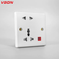 VBQN Nuevo Interruptor y Enchufe de Pared Universal de Baquelita Blanca de 32A, 5 Pines, 2 Vías, IP21, con Luz de Neón, 220-250V, Certificado CCC CE