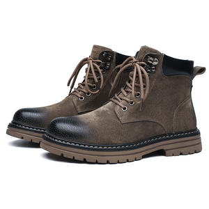 Bottes de travail en cuir véritable pour hommes, style britannique, avec sangle à la cheville et semelle en caoutchouc, confortables et respirantes, disponibles dans toutes les tailles. - Product Image 6