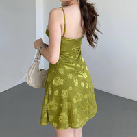 Robe mini décontractée et sexy pour les vacances, style cami, broderie florale unie, sans bretelles, avec corset à lacets et baleines, coupe ajustée et évasée