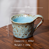 Tasse créative à bords droits et forme irrégulière, glaçure changeante au four, artisanale de haute qualité, pour petit-déjeuner, flocons d'avoine, café, ou comme mug exquis