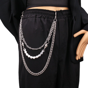 Skull Multi Layer Waist <b>Chain</b> Punk Hip Hop Men's Pants <b>Chain</b> Tibetan Silver Nightclub Fashion Body <b>Chain</b> - Product Image 2