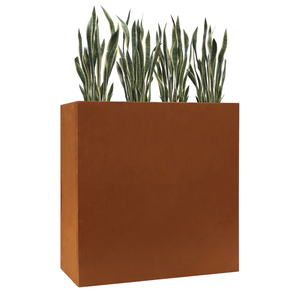 Maceta de Acero Corten Resistente a la Intemperie para Exteriores, Estilo Rústico, Ecológica, 610x250x610mm, con Divisor, Acabado Oxidado - Product Image 1