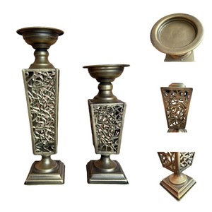 Hollowed Out Candlestick <b>Square</b> Base Distressed Bronze Iron <b>Candle</b> Holder Home Living Room Decorative Ornament - Product Image 5