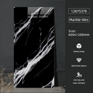 아파트 유약 광택 도자기 대리석 바닥 벽 타일 60x120 블랙 컬러 전신 광택 세라믹 인테리어 타일 - Product Image 2