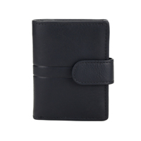 Portefeuille porte-cartes en cuir et aluminium avec système de tirage, fabrication haut de gamme et personnalisation de marque disponible, vente en gros