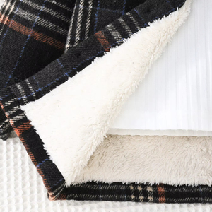 เสื้อโค้ทเด็กผู้ชายลายตารางสำหรับฤดูหนาว ผ้าขนสัตว์ผสมใยฝ้ายบุใยฝ้าย คอทรงโอ สไตล์บลูซอง สำหรับเด็กอายุ 4-7 ปี - Product Image 5