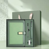 Set de Regalo Corporativo Promocional Vintage: Cuaderno de PU, Memoria USB, Botella, Bolígrafo Recargable, Recuerdo de Bienvenida para Personal