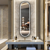 Miroir LED ovale esthétique anti-buée rétroéclairé pour salle de bain avec capteur tactile, miroir de maquillage mural intelligent pour salon et maison
