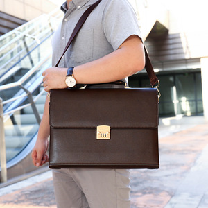 Bolsa masculina de couro, grande capacidade de negócios maleta <span class=keywords><strong>anti</strong></span>-roubo de luxo à prova d'água saco de mão para laptop - Product Image 3