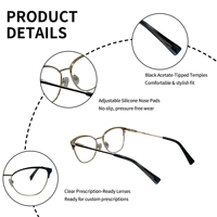Gafas Ópticas con Marco Metálico Estilo Ojo de Gato para Adultos Unisex - Diseño Semi-Montura, Lentes de PC, Ligeras