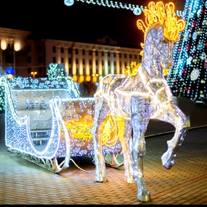 <b>Christmas</b> Horse Carriage <b>Lights</b> Create a Storybook Holiday Landmark for Shopping Malls Hotels Parks and Winter Events - Product Image 1