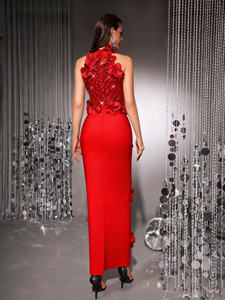 OEM fabrika özelleştirilmiş bandaj ile mütevazı moda balo abiye inciler Slim Fit kadınlar Lady zarif - Product Image 2