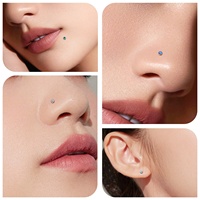 Piercing en titane F136, bijou de nez à enfoncer avec opale, sans filetage, extrémité labret dorée, calibre 18 16G