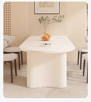 Ensembles de tables à manger modernes et durables, style contemporain, en pierre frittée et céramique, avec base en bois, meubles de salle à manger polyvalents pour la maison, le bureau et l'entrée.