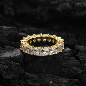 2025工厂新到真18k镀金冰镇黄铜嘻哈4毫米宽方形珠光锆石戒指女男 - Product Image 3