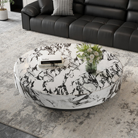 Table basse légère en marbre blanc de style italien minimaliste et haut de gamme à usage domestique pour le salon