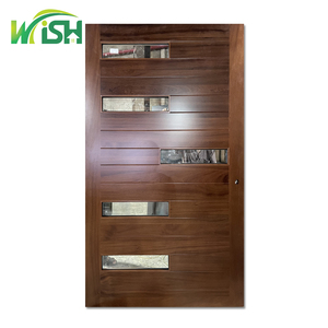 Puerta de pivote de entrada frontal de madera de Venta caliente Puerta de entrada exterior de resorte giratorio de madera maciza Puerta de pivote de madera - Product Image 4