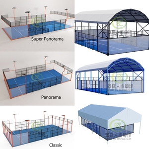 Campo da Padel Coperto per Tutte le Condizioni Meteo, Set Completo con Tetto Tensile Bianco Resistente al Vento, Illuminazione LED Opzionale, 10x20m, in Fibra di Vetro con Erba Sintetica - Product Image 5