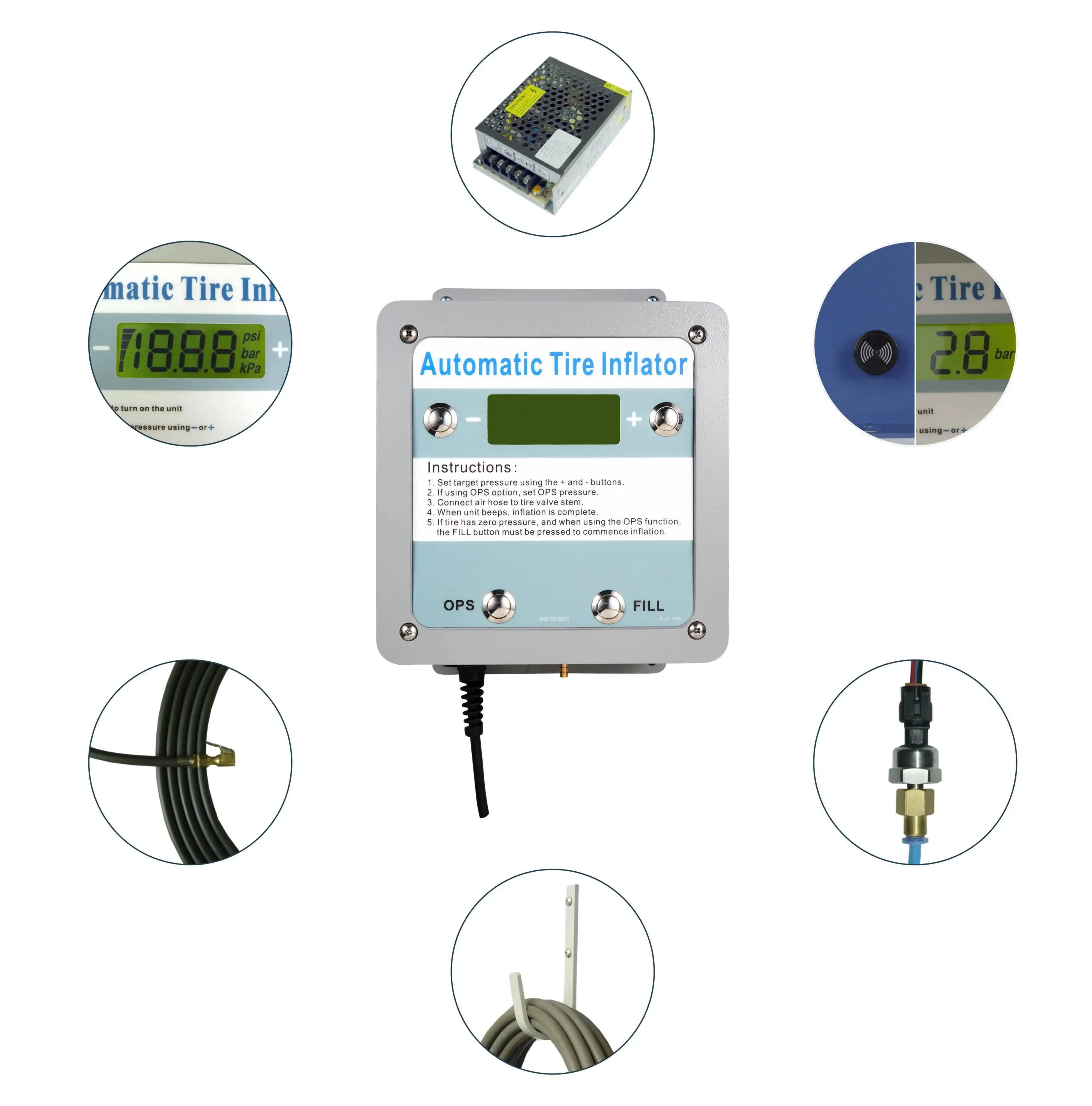 Auto Set Luftpumpen LKW Reifen für Autos Digitale automatische Reifen füll maschinen ZhuHai Busteile Messgeräte Wandbehang Reifen füller