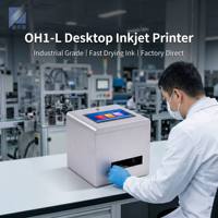 Impresora de Codificación de Inyección de Tinta Portátil OH1-L, Pantalla Táctil de 12.7 mm (5''), 600 DPI, Codificador de Fecha Semiautomático, Código QR, Código de Barras para Cartones y Botellas