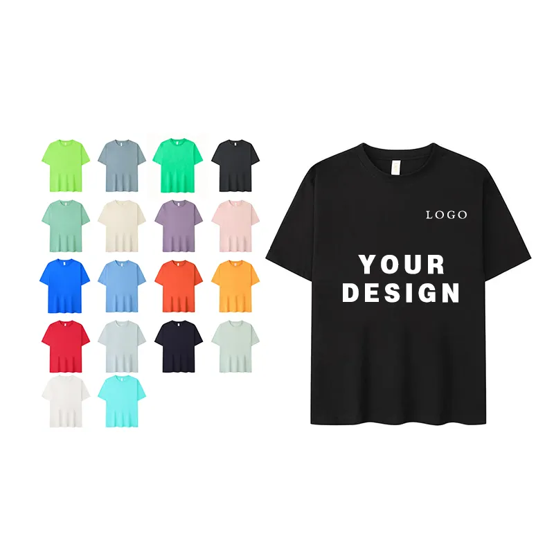 205g भारी वजन टी शर्ट पुरुषों कपास 19 रंग आकस्मिक सरल फैशन ब्रांड ड्रॉप कंधे उच्च गुणवत्ता लघु आस्तीन ओ-गर्दन टीज़