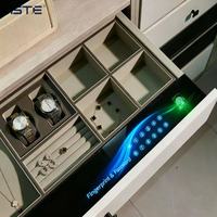 Serrure numérique intelligente personnalisée HSTE ST-M580 avec mot de passe, double tiroir caché, acier, verre trempé, coffre-fort d'hôtel, quincaillerie de placard