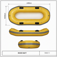 Radeau de rivière gonflable HRP400 4m 9 personnes PVC pour la pêche, le camping, le rafting, les sports nautiques, bateau robuste